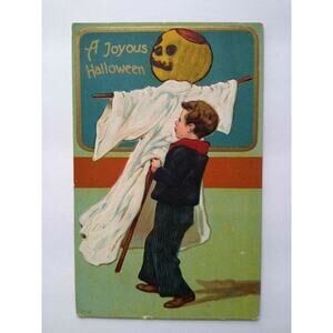Vintage Halloween Postcard Paul Finkenrath Series 778 Boy Goblin Unused Original